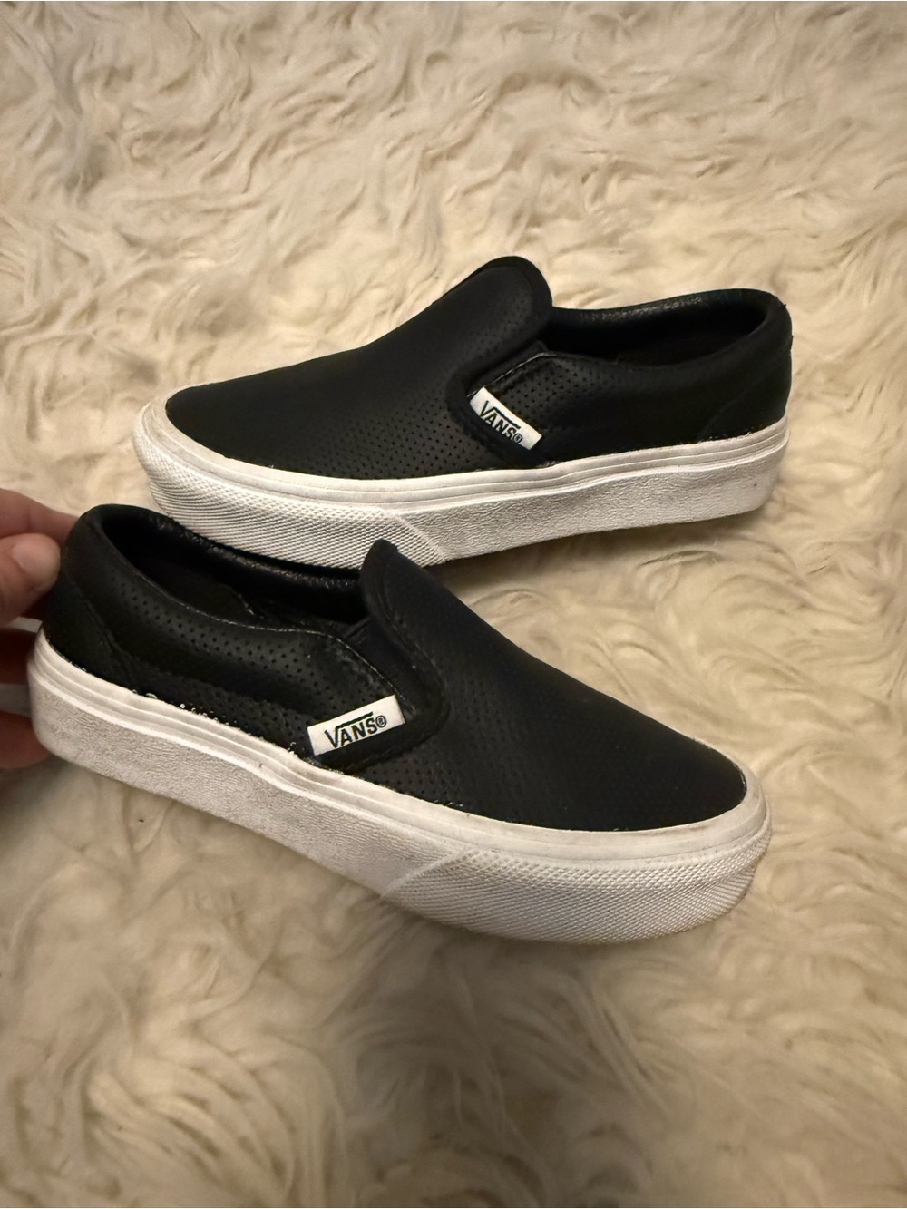 Vans Kids Black Slip-On Sneakers with White Sole